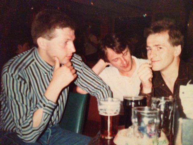 Butch, Tim Finch Gaz Kellett @ gaz's stag doo July 86 (© Jaqui Campbell).jpg